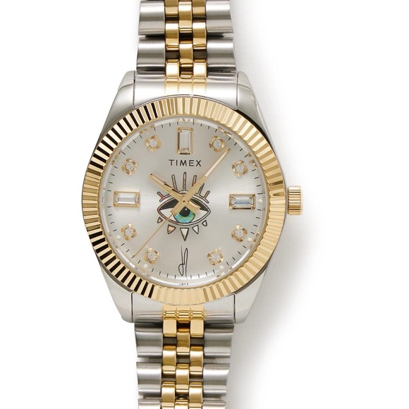 Jacquie Aiche x Timex SUNRAY Gold Silver Two-Tone Watch 36mm metallic Tribal EYE - Picture 3 of 4